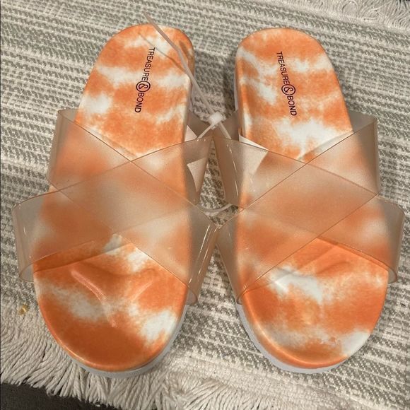 Treasure & Bond Slip On Tie Dye Clear Strappy Sandals Size 4 NWT - Picture 6 of 6